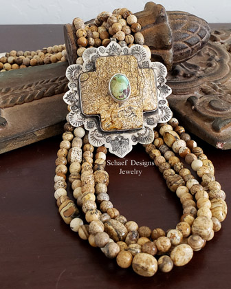 Schaef Designs large turquoise disk & sterling silver necklace | Arizona 