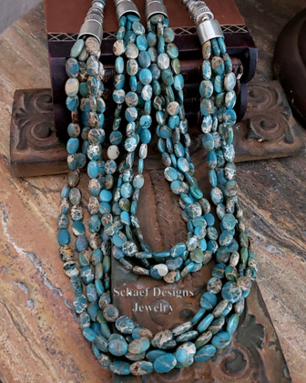 Schaef Designs Aqua Terra & sterling silver Southwestern basics Multi Strand Necklace Set | Arizona