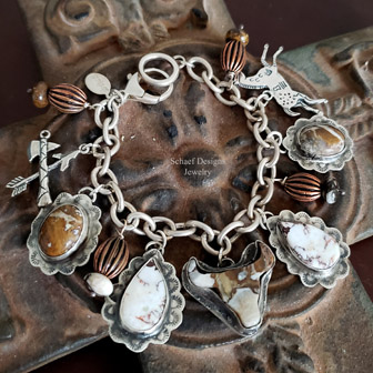  Schaef Designs AZ Wildhorse & Sterling Silver Charm Bracelet | Arizona