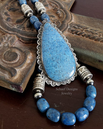 Schaef Designs Large Denim Lapis & Sterling Silver Pendant  | Arizona 
