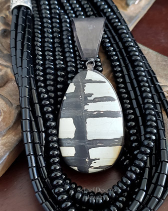 Schaef Designs Black Putty Indian Paint Stone Black Silver Pendant | Arizona 