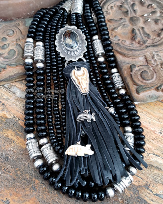 Schaef Designs Southwestern black tassel bone charm pendant | Arizona 