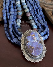 Schaef Designs Blue Boulder Opal & Sterling Silver Pendant | Arizona