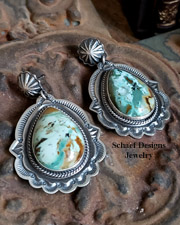 Darryl Cadman Turquoise & Sterling Silver Large Teardrop & Rosette POST Earrings | Schaef Designs | New Mexico 