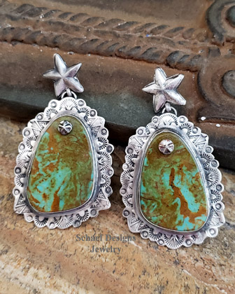 Schaef Designs Ceremonial Kingman Turquoise & Sterling Silver Tab Post Earrings | Arizona 