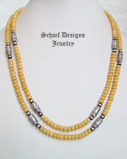 Schaef Designs Chamois Jade & Sterling Silver Tube Bead Necklaces | New Mexico