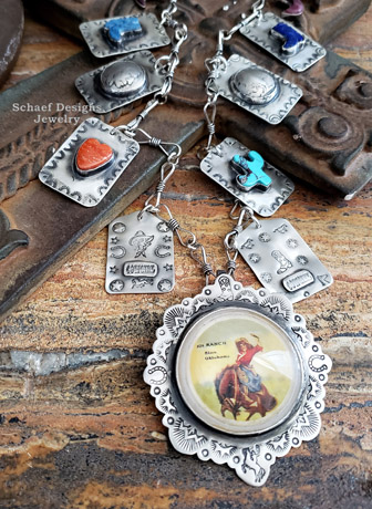  Schaef Designs Southwestern Cowgirl Bridle Rosette & Sterling Silver dog tag & charm necklace | Arizona 