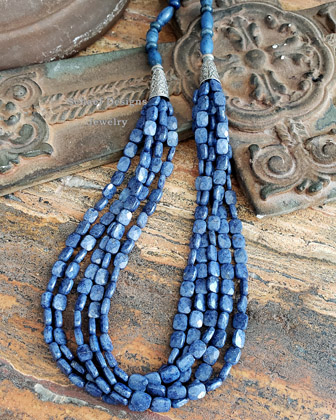 Schaef Designs rainbow dumortierite & sterling Silver 6 strand southwestern necklace | Arizona