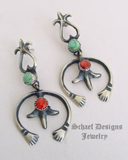 Eva Lindberg Orange Spiny Oyster Turquoise & Sterling Silver Naja POST Earrings | Schaef Designs | New Mexico