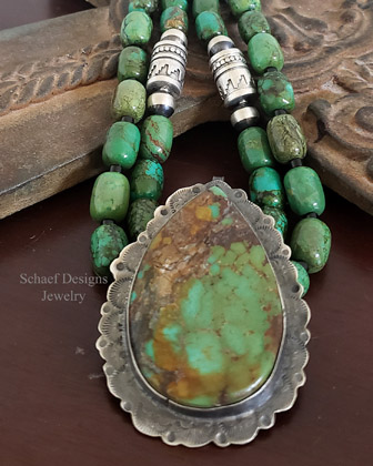 Schaef Designs Green Jasper 3 Stone & Stamped Sterling Silver Southwestern Cuff Bracelet | Arizona 