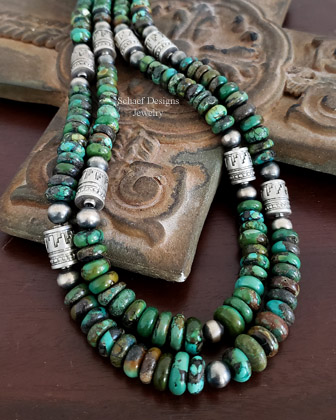 Schaef Designs Green Turquoise tube bead necklace set | Arizona