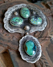  Schaef Designs Hubei Turquoise & Sterling Silver Fan Pendant | New Mexico