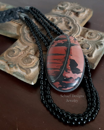 Schaef Designs Huge Indian Paint Stone Black Silver Pendant | Arizona  