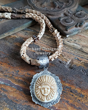 Schaef Designs Snake Vertebrae with Bronze Necklace & Indian Chief Pendant | Arizona 