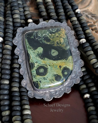 Schaef Designs Kambaba & Stamped Sterling Silver Southwestern Pendant | Arizona 