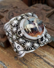 Schaef Designs Lady on Horseback Bridle Rosette & Sterling silver cuff bracelet | New Mexico 