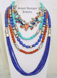 Schaef Lapis Apple Coral & Sterling Silver Necklace Pairings | New Mexico
