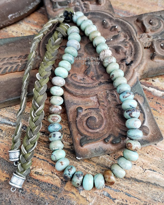 Schaef Designs Brazilian Tuqurquoise & Sterling Silver Tube bead Necklace set | Arizona 