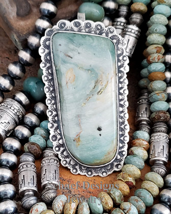 Schaef Designs Morrisonite & Stamped Sterling Silver Pendant | New Mexico 