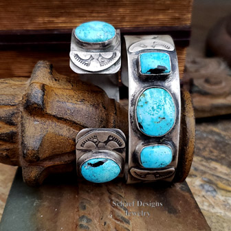 Schaef Designs Nacozari Turquoise & Sterling Silver Southwestern Cuff Stacking Bracelets | Arizona