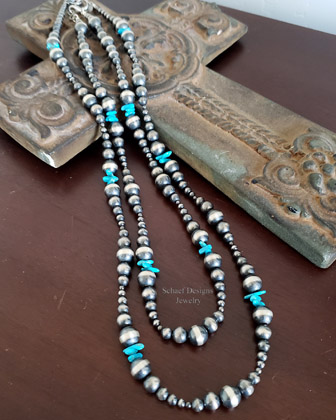 Turquoise & Sterling Silver Navajo Pearl 3 Strand Necklace | collectible Southwestern & turquoise Jewely | Schaef Designs Southwestern turquoise Jewelry | Arizona 