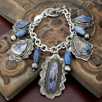 Schaef Designs Boulder Opal & HEAVY Sterling Silver Chain Charm Bracelets | Arizona