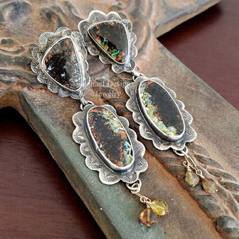Schaef Designs petrified opal & citrine dangle earrings  | Arizona 