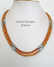Schaef Designs peach carneilian & Sterling Silver Tube Bead Necklaces | New Mexico