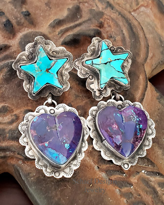 Schaef Designs Purple Heart Turquoise Star Post Earrings | Arizona | Arizona