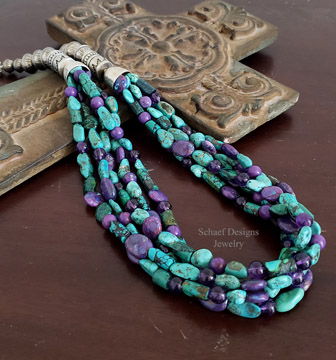 Purple Spiny Oyster Shell & Stamped sterling silver Tim Yazzie Cuff Bracelet | Schaef Designs | Arizona