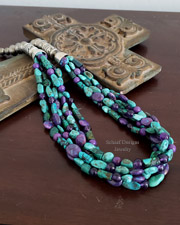  Schaef Designs Purple Turquoise Amethyst Turquoise & Sterling Silver Long Multi Strand Necklace | Arizona