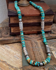 Schaef Designs Royston Turquoise Disk & Sterling Silver Necklace | New Mexico