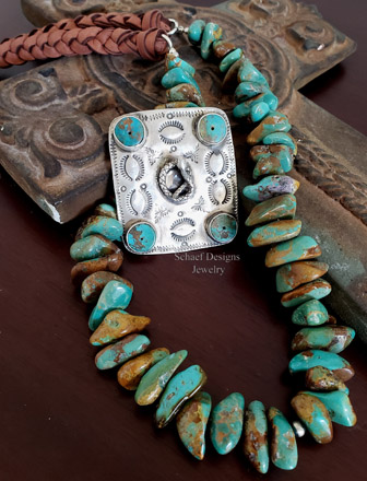  Schaef Designs Turquoise & Sterling Silver Old Fred Harvey Style Ketoh Pendant | Arizona 
