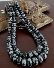  Schaef Designs Graduated Snowflake Obsidian & Sterling Silver Necklace | Arizona 