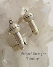 Old heavy sterling silver squash blossom wire earrings | New Mexico 