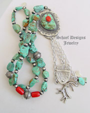 Schaef Designs Morenci Turquoise & Sterling Silver Feather Pendant | New Mexico