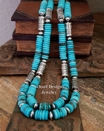 Schaef Designs turquoise disk & sterling silver Southwestern basics necklace set | Arizona