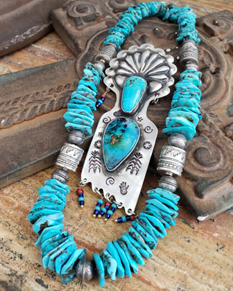 Schaef Designs opal, turquoise, sterling silver Kachina Southwestern pendant | Arizona 