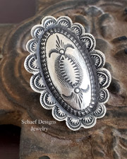 Schaef Designs Green Hubei Turquoise & Sterling Silver Reversible Southwestern Cross pendant | Arizona