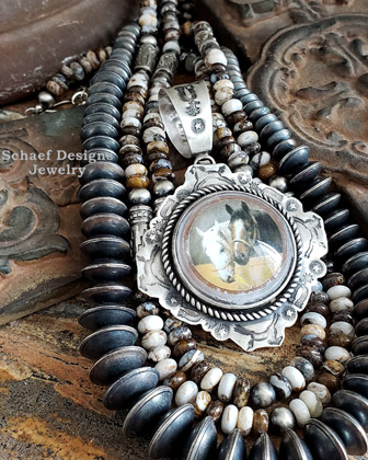  Schaef Designs Southwestern Handstamped Sterling Silver & Wildhorse Bridle Rosette Pendant | Arizona 