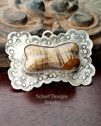 Schaef Designs Jasper & Sterling Silver Dog Bone Tag Pendant | Arizona |