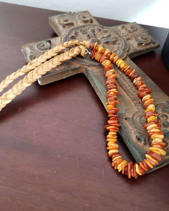 Schaef Designs amber nugget & braided deerskin necklace | Arizona 