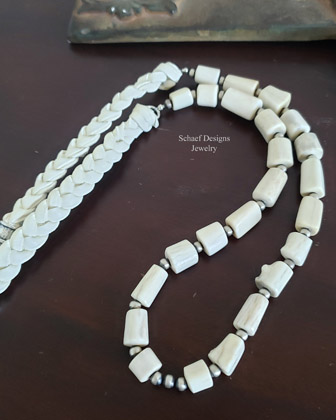  Schaef Designs Deer antler & Navajo Pearl bead leather braid necklace | Arizona