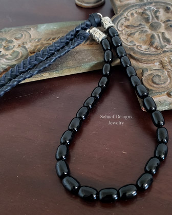 Schaef Designs black onyx braided leather necklace | Arizona