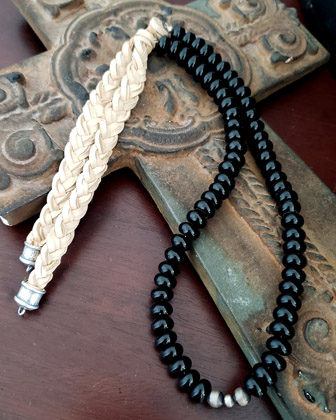  Schaef Designs Black Onyx Tan Braid Necklace | Arizona  