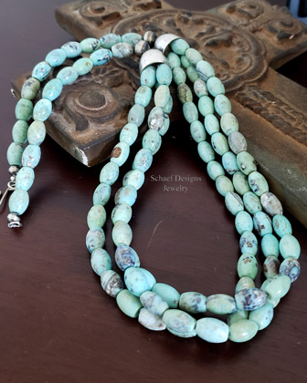  Schaef Designs Blue Agate & Sterling Silver 3 Strand Agate Necklace | Arizona