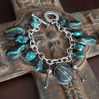 Schaef Designs Black Blue Turquoise Charm Bracelet | Arizona 