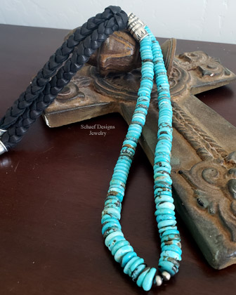 Schaef Designs blue turquoise black braid necklace | Arizona 