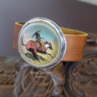 Schaef Designs Cowgirl Rosette Leather Cuff Bracelet | Arizona 