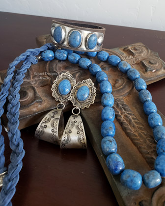 Schaef Designs 3stone Denim Lapis Leather Bracelet | Arizona